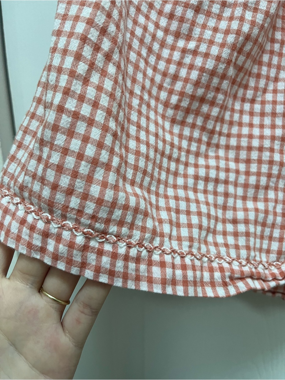 Max Studio Pink Gingham Crochet Lace Trim Peasant Top - M - Picture 3 of 5
